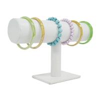 Présentoir à bracelets, Lot de 2 présentoirs à bijoux for bracelets et montres, support en T multicolore, plusieurs tailles(White Leatherette)