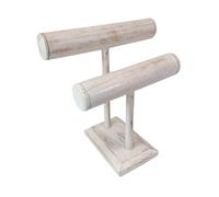 Présentoir à bracelets Nomade 2 joncs en bois | Finition Blanc Cérusé
