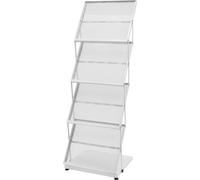 Présentoir à brochures, 4 étages, sur pied, blanc