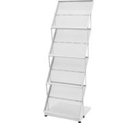 Présentoir à brochures, 4 niveaux, pliable, style grille blanc
