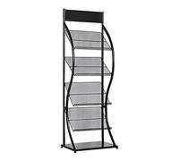 Présentoir à Brochures Porte-revues sur Pied Porte-brochures, Présentoir de Littérature en Métal Antidérapant pour L'exposition du Hall de L'hôtel des Bibliothèques des Écoles, Noir Blanc