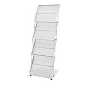 Présentoir à brochures, rangement à 4 niveaux, construction en fer durable, BLANC