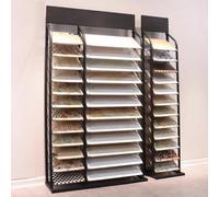 Présentoir à carreaux sur pied avec étagères à fentes pour magasins de détail et salles d'exposition, organise efficacement les matériaux décoratifs
