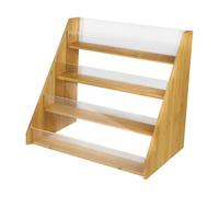 Présentoir à cartes à collectionner en bois acrylique à 4 niveaux pour la maison, le lieu de travail, les mariages, les fêtes, les salons, les magasins de détail, les foires artisanales, les