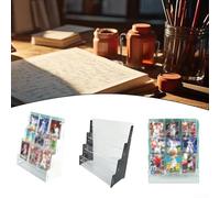 Présentoir à cartes en acrylique à trois niveaux adapté pour organiser et afficher des cartes de baseball et de sport, offrant un accès facile et un look élégant (noir)