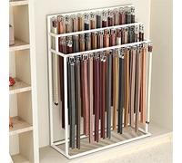 Présentoir à Ceintures pour Hommes - Porte-Cravates à 24 Crochets et Solution de Rangement Suspendu pour magasins de vêtements et boutiques, étagères Blanches Mobiles, 70 x 150 cm, Design mo