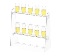 Présentoir à champagne - Étagères à vin en acrylique transparent avec 10 compartiments - Support en verre à champagne à 2 niveaux pour fêtes et événements - Pour fêtes, cocktails, fêtes de Noël