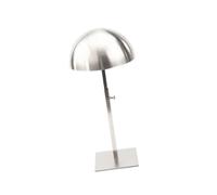Présentoir à chapeaux moderne en acier inoxydable avec base antidérapante pour un placement sûr dans les environnements de vente au détail, hauteur réglable