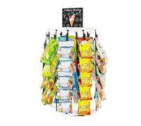 Présentoir à Chips - Organisateur de Snacks avec Porte-Chips - 5 Niveaux 40 Pinces Plateau Tournant 360° avec Tableau d'Affichage pour Organisation de Cuisine et Garde-Manger