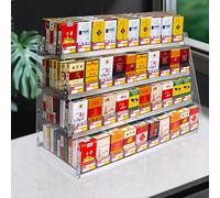 Présentoir à cigarettes en acrylique - Support mural multicouche avec plateau poussoir automatique transparent pour vente au détail et bureau - Solution de rangement organisée pour cigarettes