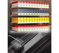 Présentoir à cigarettes en acrylique - Support mural pour magasins de commodité - Étagère rectangulaire avec poussoir automatique pour ranger vos cigarettes - Design durable en acrylique transparent