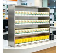 Présentoir À Cigarettes En Alliage D'aluminium, Organiseur De Cigarettes Avec Poussoir Automatique, Construction Monobloc Sans Soudure, Support De Rangement Mural(Silver,4 Tier)