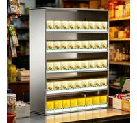 Présentoir À Cigarettes En Aluminium, Organiseur À Poussoir Automatique Pour Commerces De Détail, Avec Cloisons Rigides, Support Mural Pour Supérettes Et Supermarchés(Silver,5 Tier)