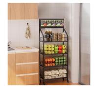 Présentoir à collations à 4 niveaux avec roulettes, 15 crochets - Présentoir polyvalent pour fruits, pain, collations - Organisateur idéal pour la maison et la vente au détail, 50 x 27 cm