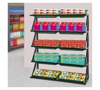 Présentoir à collations de supermarché à 5 niveaux, présentoir commercial pour fruits et légumes avec 10 paniers, organiseur de cuisine sur pied pour pommes de terre, oignons et fruits et légumes