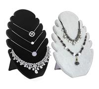 Présentoir à Colliers en Velours 2 Pcs Porte-Collier en Velours Aide Les Femme Ranger Leurs Colliers ou Bijoux et Présentoir Bijoux Flamme est Noir Gris et en Daim et comme Cadeau pour Vos Aimes