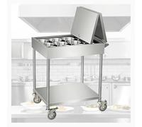 Présentoir à condiments en acier inoxydable avec roulettes, distributeur de buffet mobile pour restaurant et cantine
