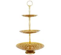 Présentoir à cupcake marocain 3 étages or Aghdas 50cm de haut | Support oriental à Gâteau muffin ou fruits en métal 3 Plateaux | Décoration marocaine sur la table dans votre mariage