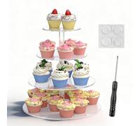 Présentoir à cupcake, tour à gâteau, ronde, à 4 étages, présentoir à muffins, 4 étages, support à cupcakes, tour à dessert, support à pâtisserie, support rond en acrylique, présentoir à gâteau pour