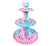 Présentoir à cupcakes à 3 niveaux pour révélation du sexe du sexe - Fournitures de fête prénatale en carton pour garçon ou fille, Présentoir à Gâteau