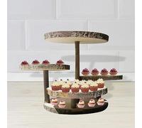 Présentoir à cupcakes rond à 4 étages, support à cupcakes rustique, présentoir à gâteaux en bois avec plateau à étages, présentoir à desserts, présentoir à cupcakes pour anniversaire, remise de