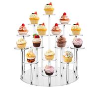 Présentoir à cupcakes rond à 6 étages en acrylique avec lumières LED, base de 30 cm, présentoir à dessert transparent pour mariage et fête