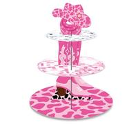Présentoir à cupcakes rose western cowgirl à 3 niveaux pour gâteau d'anniversaire disco pour fille et femme cowgirl dernière discothèque, enterrement de vie de jeune fille, fête d'anniversaire, rodéo