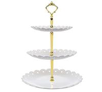 Présentoir à Dessert en Plastique à 3 Niveaux Présentoir à Cupcakes Présentoir à Bonbons pour Mariage, Maison, Anniversaire, fête du thé Décoration de Table (Blanc)