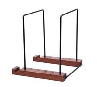 Présentoir à disques - Support de table bois 19,5 × 17,8 × 19,8 cm, construction bois massif et métal, solution de stockage minimaliste clé longtail | étagère