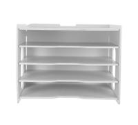 Présentoir à Dossiers Papier Vertical pour Bureau, Organisation | Composite Bois Plastique, Cadre Métal Épaissi, Base Stable, Structure Ouverte, Blanc, pour Maison et Bureau