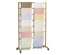 Présentoir à écharpes en métal avec roulettes - Support d'écharpe autonome noir et blanc pour usage commercial - Présentoir polyvalent pour vêtements, écharpes, pantalons et tissus - 3 options de