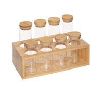 5Five - Support à Épices HERMET Beige en Verre Borosilicate et Bambou - 22x11,5x15cm - Porte Épices, Accessoire Cuisine, Organisation