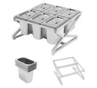 Présentoir à épices extensible en acier inoxydable de qualité professionnelle avec 6 bacs Ensemble de récipients de buffet avec couvercle pour sauces, confitures et ingrédients