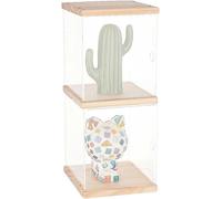 Présentoir À Figurines En Acrylique À 2 Niveaux 15 X 15 X 30 Cm, Base Et Plateau En Bois De Mocassin, Boîte De Rangement Pour Comptoir, Présentoir En Blocs De Construction En Acrylique, Figurine D'act