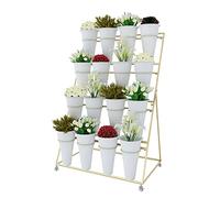 Présentoir à fleurs en métal à plusieurs niveaux avec seau - Porte-plantes élégant pour l'intérieur et l'extérieur, étagère florale moderne pour la décoration intérieure et extérieure, prése