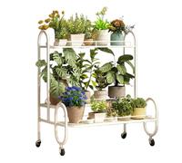 Présentoir À Fleurs Mobile À Plusieurs Niveaux Avec Coins Arrondis, Adapté Aux Cours, Jardins, Balcons, Fleuristes Et Autres Environnements Similaires(White,100cm/39.4in)