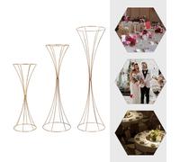 Présentoir à fleurs, Présentoir à fleurs pour le mariage, 3 pièces or Présentoir à fleurs, or