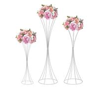 Présentoir à fleurs, Présentoir à fleurs pour le mariage, 3 pièces Présentoir à fleurs en argent, Argent