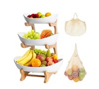 Présentoir à Fruits à 3 Étages, Bambou Support à Panier de Fruit Rangement pour Les Légumes pour Plan de Travail de Cuisine pour Fruits, Légumes, pour la Cuisine, la Maison, le Camping-car