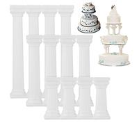 Présentoir à Gateau 12 Pièces Gâteau de Mariage Piliers Goujons à Gâteau en Plastique Style Colonne Romaine pour Construction et Empilement de Gâteaux à Plusieurs Niveaux
