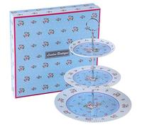 Présentoir à gâteau à 2 étages en Porcelaine Motif Floral Rose de Victoria dans Une boîte Cadeau (Bleu)