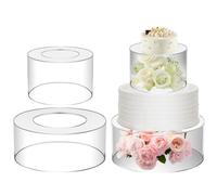 Présentoir à gâteau cylindrique empilable en acrylique transparent pour mariage, fête prénatale, fête d'anniversaire (25 cm + 15 cm)
