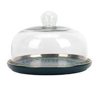 Présentoir à gâteau en céramique avec Cloche en Verre,Assiette en Porcelaine avec Cloche à gâteau,Cloche à gâteau,Cloche à Fromage,Cloche en Verre,Couvercle Alimentaire de 10"