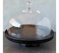 Présentoir à gâteau Ligne Puro en Noir Mat avec Cloche en Verre, Ø 32 cm