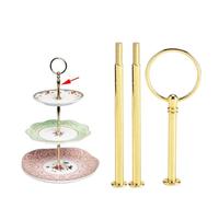 Présentoir à Gâteau Multi Étages Support de Assiette à Gâteau Dessert Plats Service Poignée de Plateau à Cupcake pour Mariage Fête Soirée Anniversaire, Plateau Non Incluse(3-tiers Round Gold)