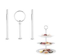 Présentoir à Gâteau Multi Étages Support de Assiette à Gâteau Dessert Plats Service Poignée de Plateau à Cupcake pour Mariage Fête Soirée Anniversaire, Plateau Non Incluse(3-tiers Round Silver)