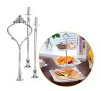 Présentoir à Gâteau Multi Étages Support de Assiette à Gâteau Dessert Plats Service Poignée de Plateau à Cupcake pour Mariage Fête Soirée Anniversaire, Plateau Non Incluse(3-tiers Crown Silver)