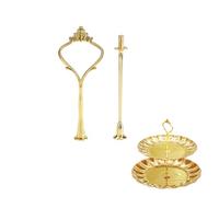 Présentoir à Gâteau Multi Étages Support de Assiette à Gâteau Dessert Plats Service Poignée de Plateau à Cupcake pour Mariage Fête Soirée Anniversaire, Plateau Non Incluse(2-Tiers Crown Gold)