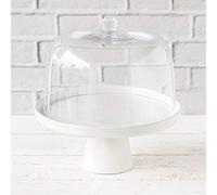 Présentoir à gâteau Puro Medium Blanc Mat avec Cloche en Verre, Ø 27 cm