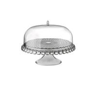 Présentoir à gâteau sur pied 36 cm avec cloche Tiffany gris transparent - - Gris - Plastique